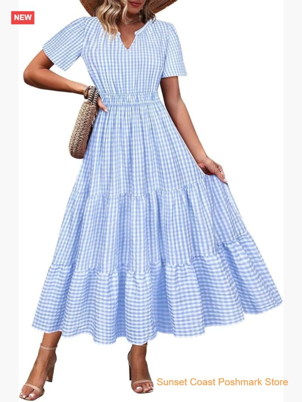Plus Size Boho V Neck Short Sleeve Maxi Dress with Pockets